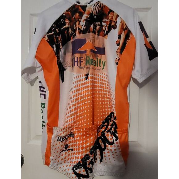 HINCAPIE Cycle JERSEY Shirt 2XL Poly White Orange Pockets Tour Missouri Bike - Picture 6 of 8